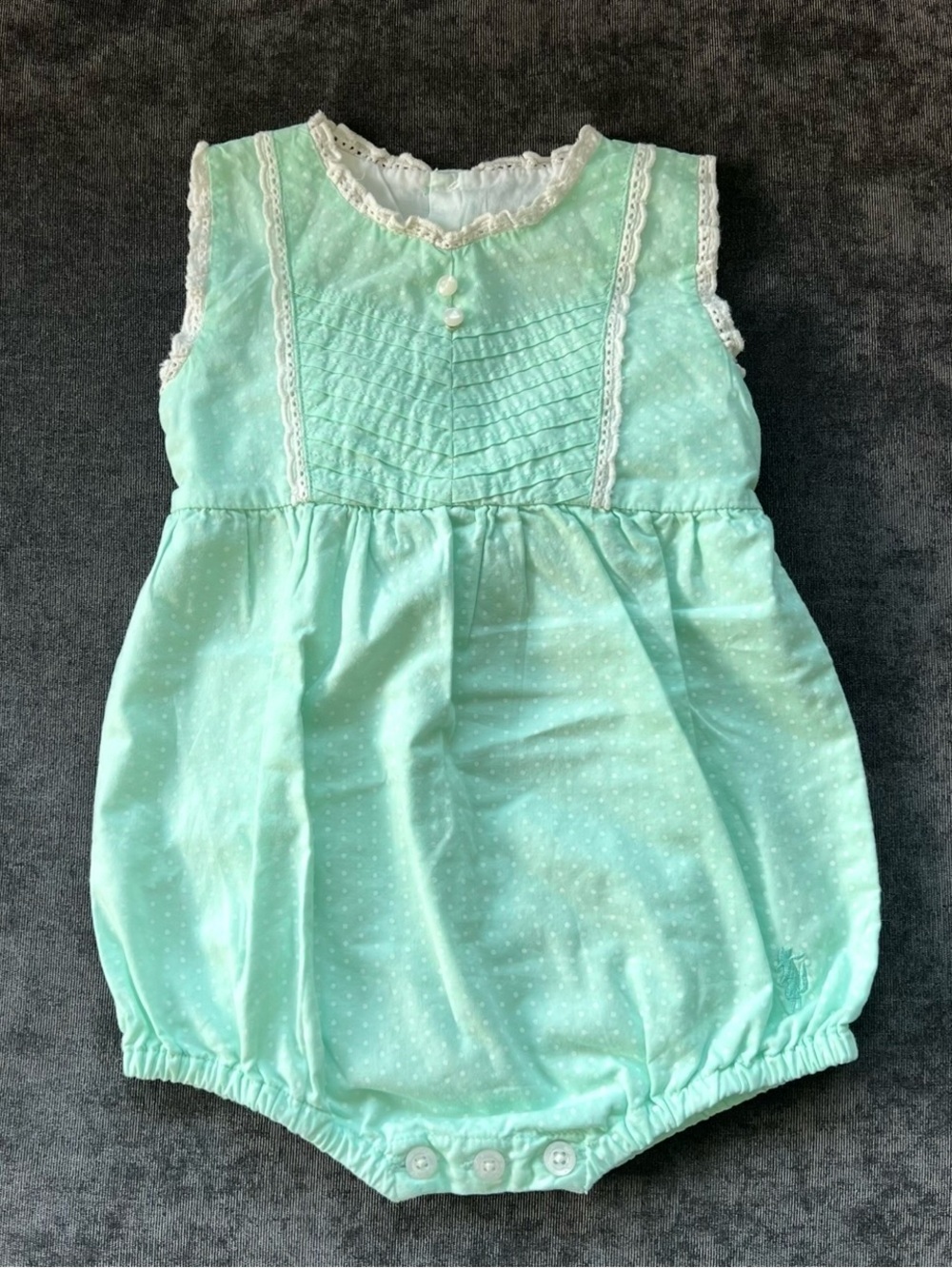 Well Dressed Wolf Mint Dot Little Den Bubble Size 12 Months